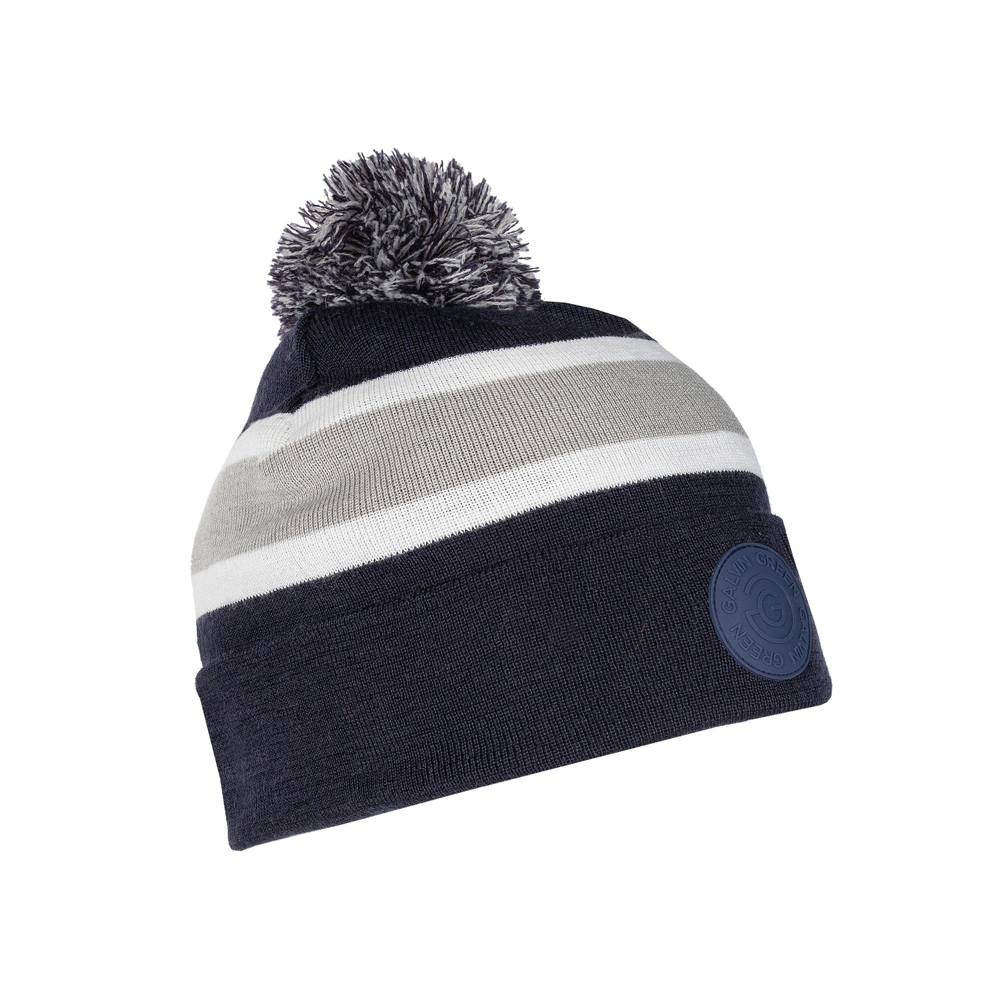 Galvin Green Leighton Interface-1 Beanie Bobble Hat Navy/Cool Grey/White
